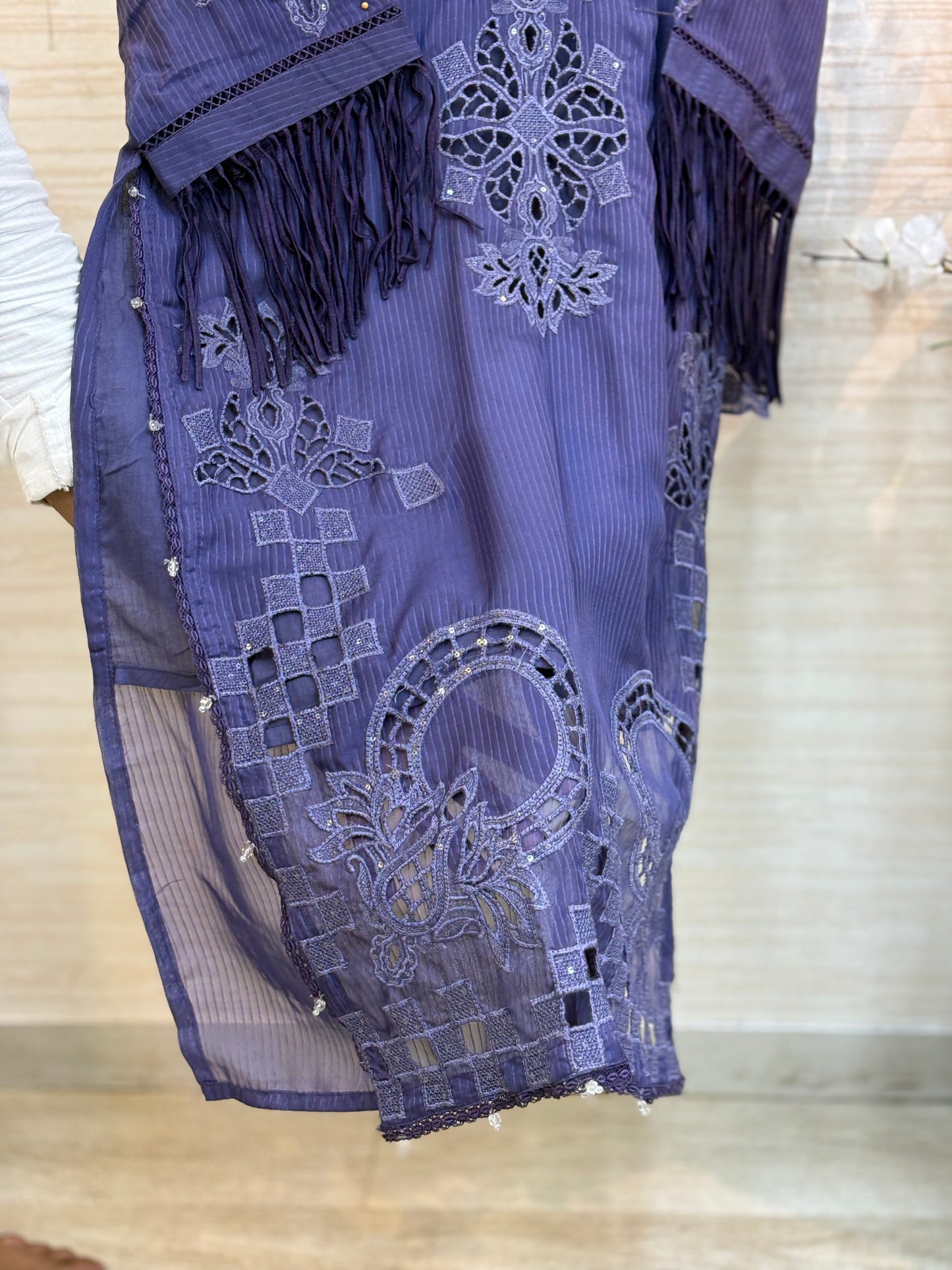 238 Elegant Embroidered 3pc Suit - purple