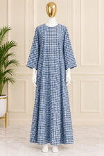1209 Korean Gingham Gown - Denim Blue
