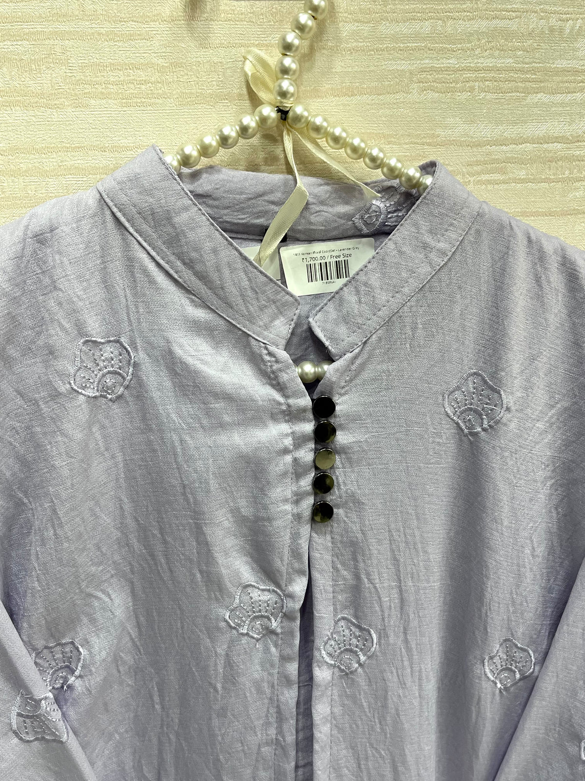 1465 Korean Foral Coordset - Lilac Grey