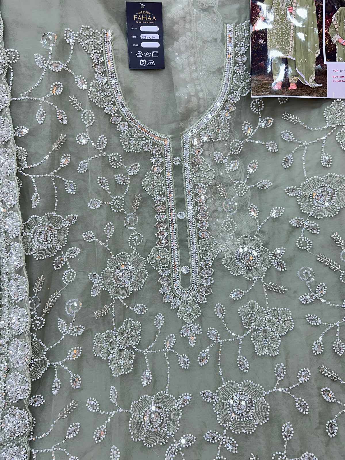1469 Pakistani Unstitched Party Wear - Mint Green
