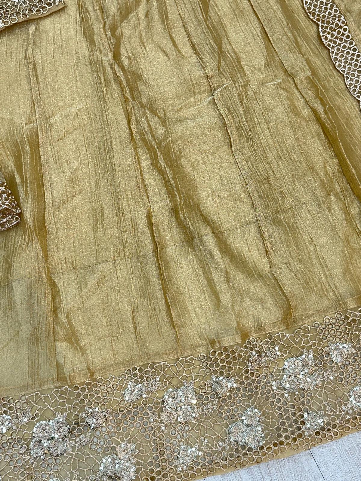 1527 Pakistani Anarkali Gown - Golden Beige