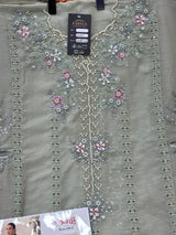 1483 Pakistani Unstitched Party Wear - Pista Green
