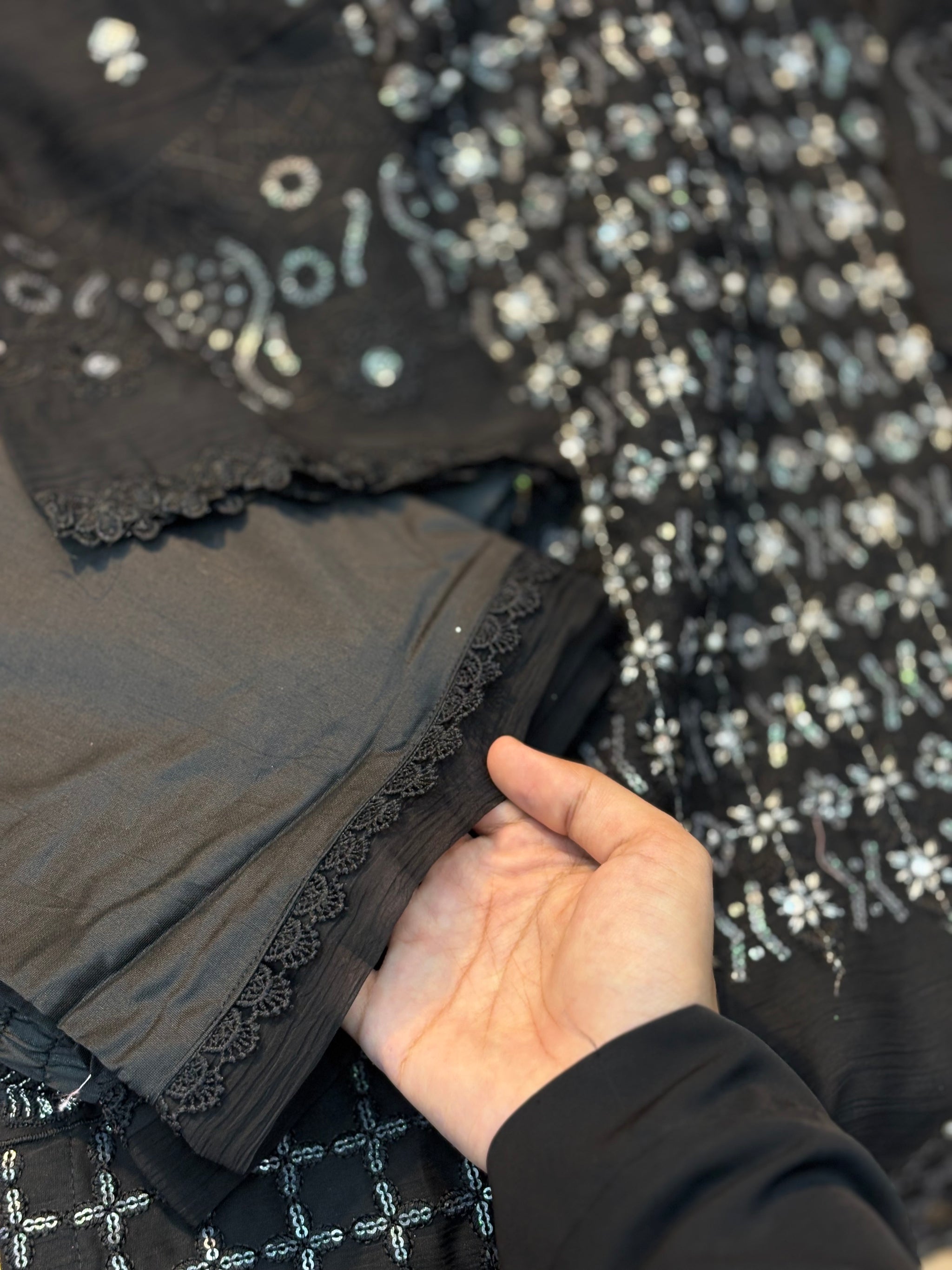 254 Pearl Elegance Chiffon Suit - black