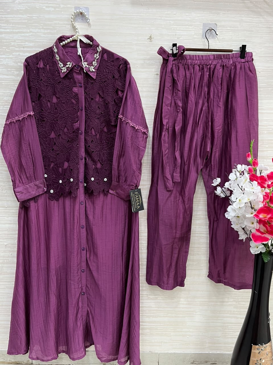 1495 Korean Crochet Coordset - Plum Purple