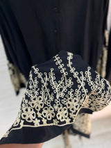 1098 Korean Embroidered Coord Set - Black