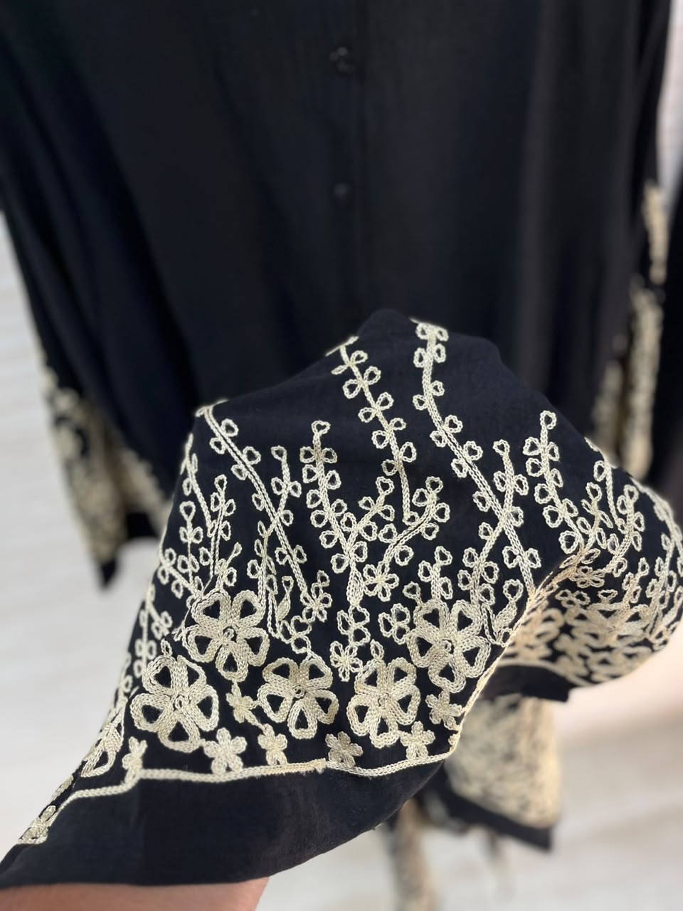 1098 Korean Embroidered Coord Set - Black
