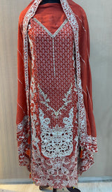 1467 Pakistani Unstitched Party Wear - Terracotta