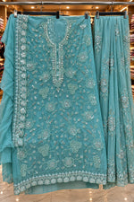 1469 Pakistani Unstitched Party Wear - Aqua Blue