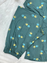 1454 Korean Printed Night Wear - Green