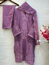 238 Elegant Embroidered 3pc Suit - pink