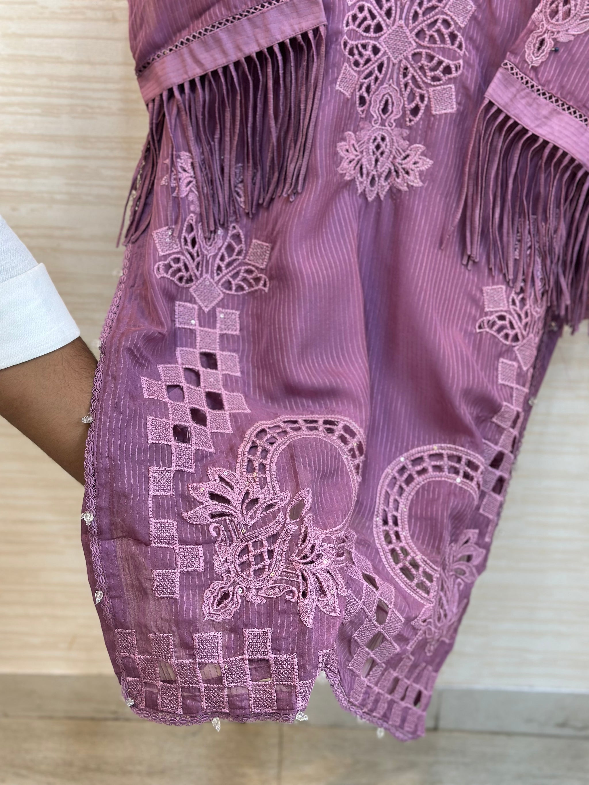 238 Elegant Embroidered 3pc Suit - pink