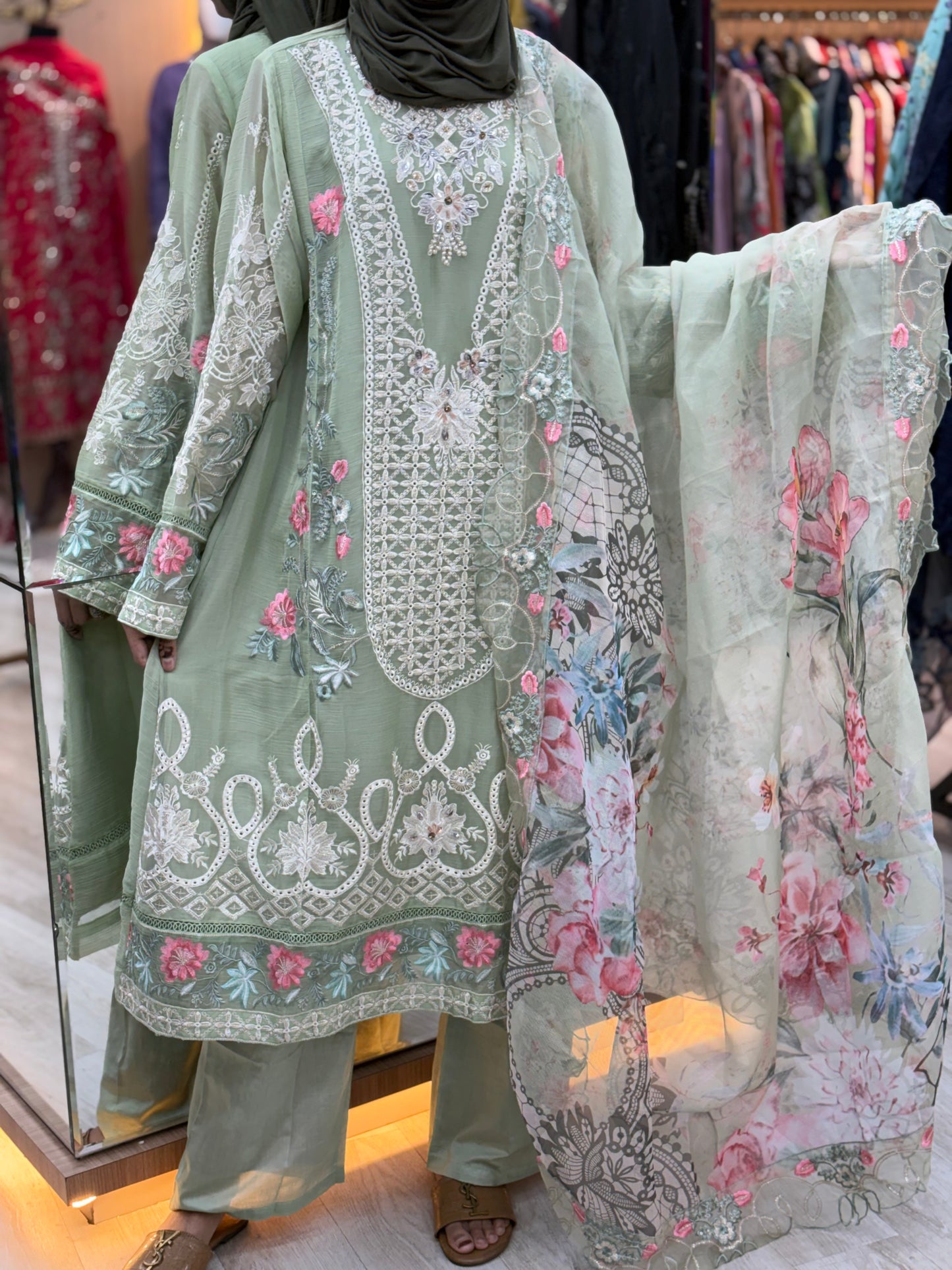 268  party wear - Pista Green