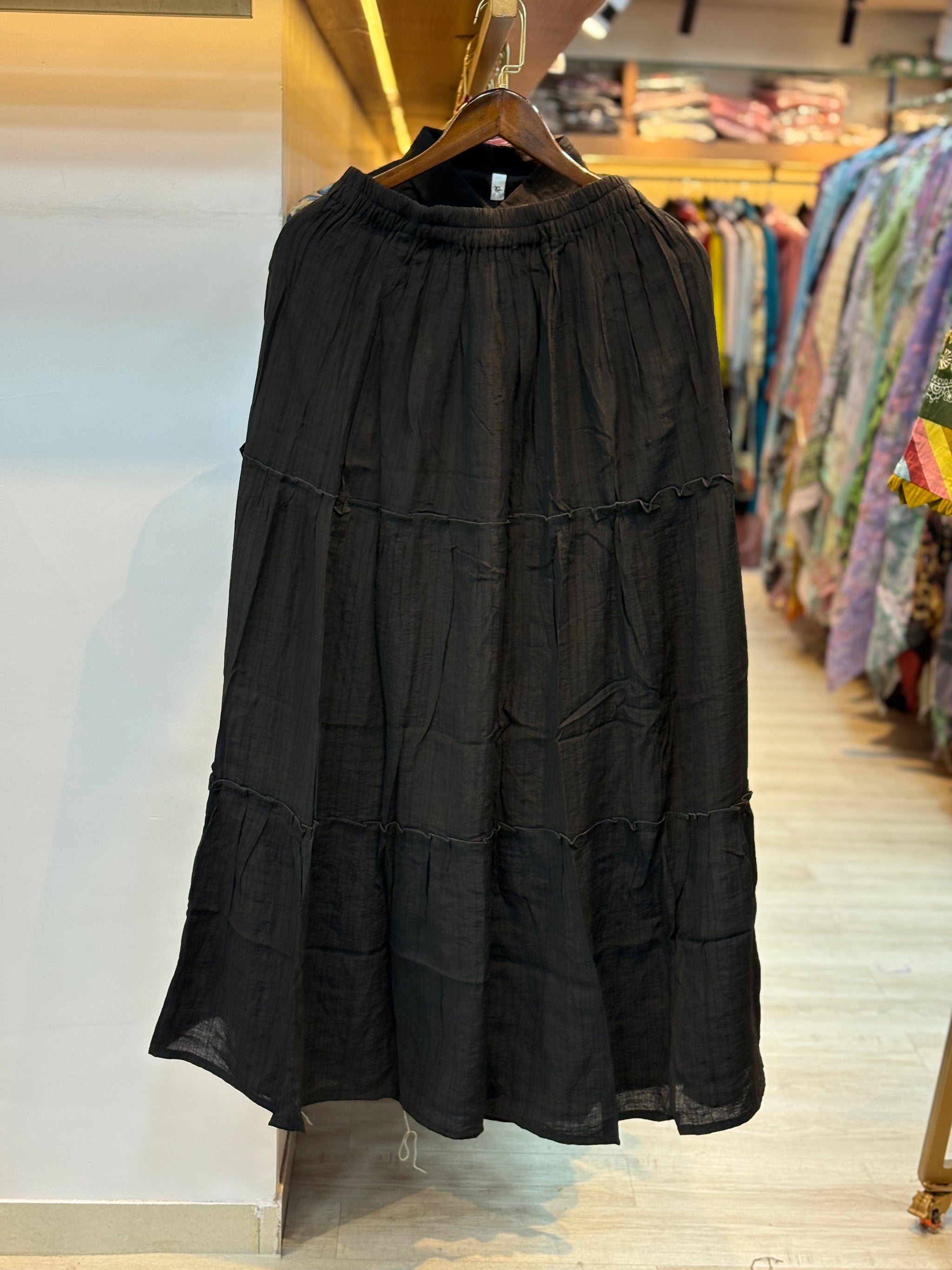 069 korean 2pc skirt cord set black