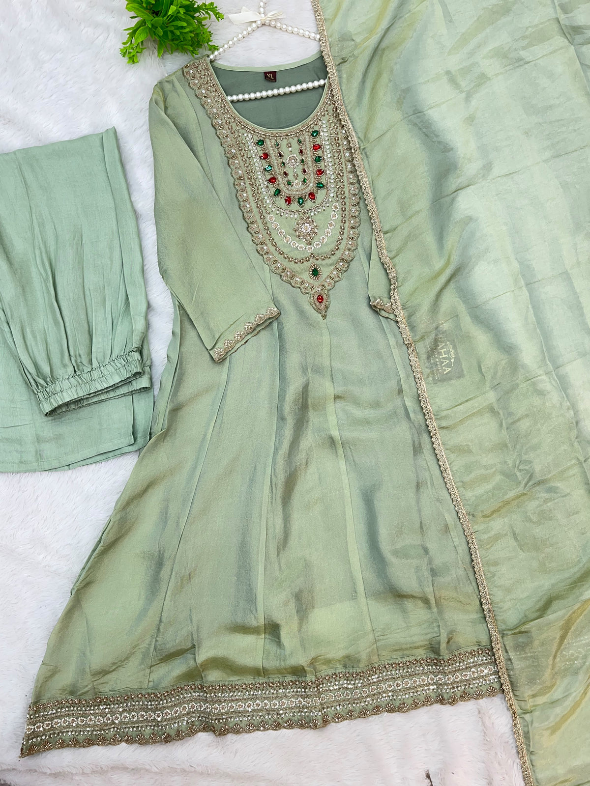 1463 Pakistani Party Wear - Pista Green