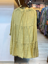 069 korean 2pc skirt cord set cream yellow