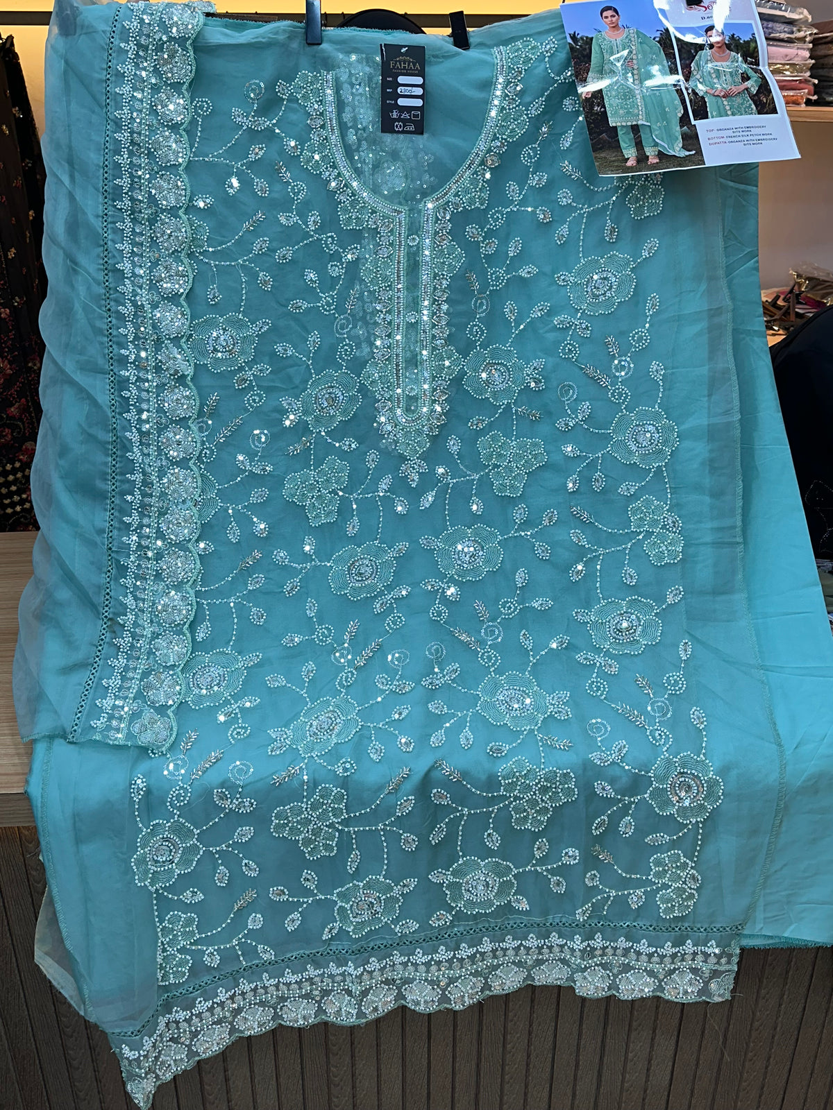 1469 Pakistani Unstitched Party Wear - Aqua Blue