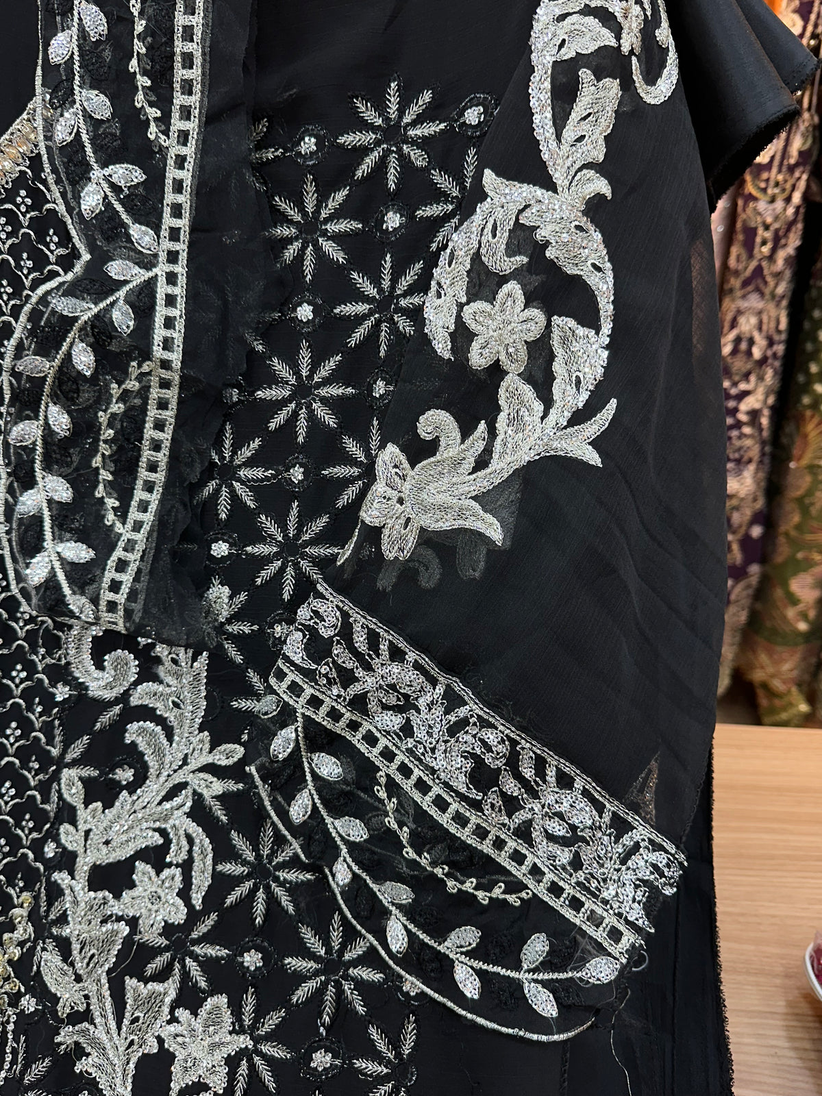 1467 Pakistani Unstitched Party Wear - Black