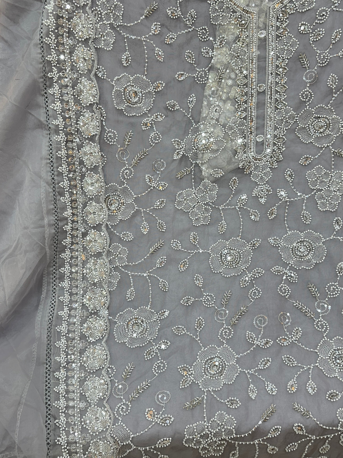 1469 Pakistani Unstitched Party Wear - Ice Grey
