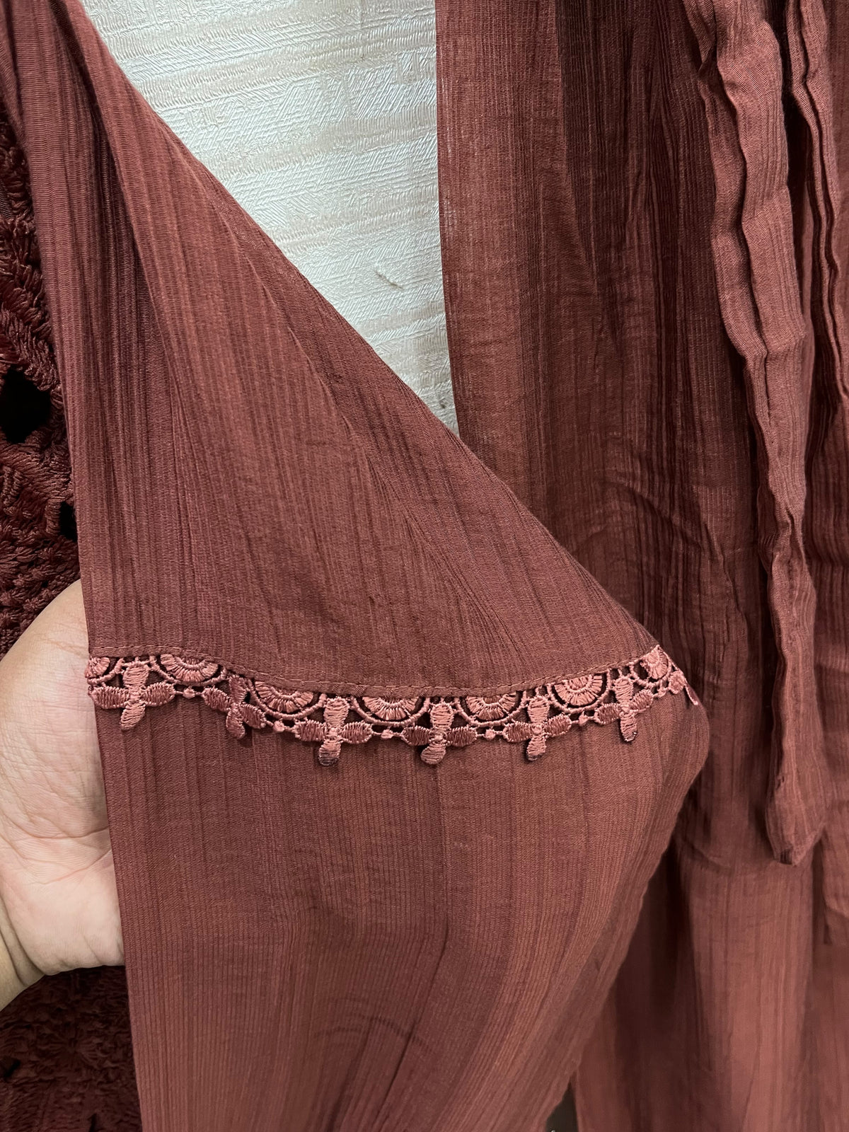 1495 Korean Crochet Coordset - Rust Brown