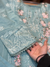 239 lawn cotton suit - turkish blue