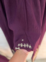 1098 Korean Embroidered Coord Set - Burgundy
