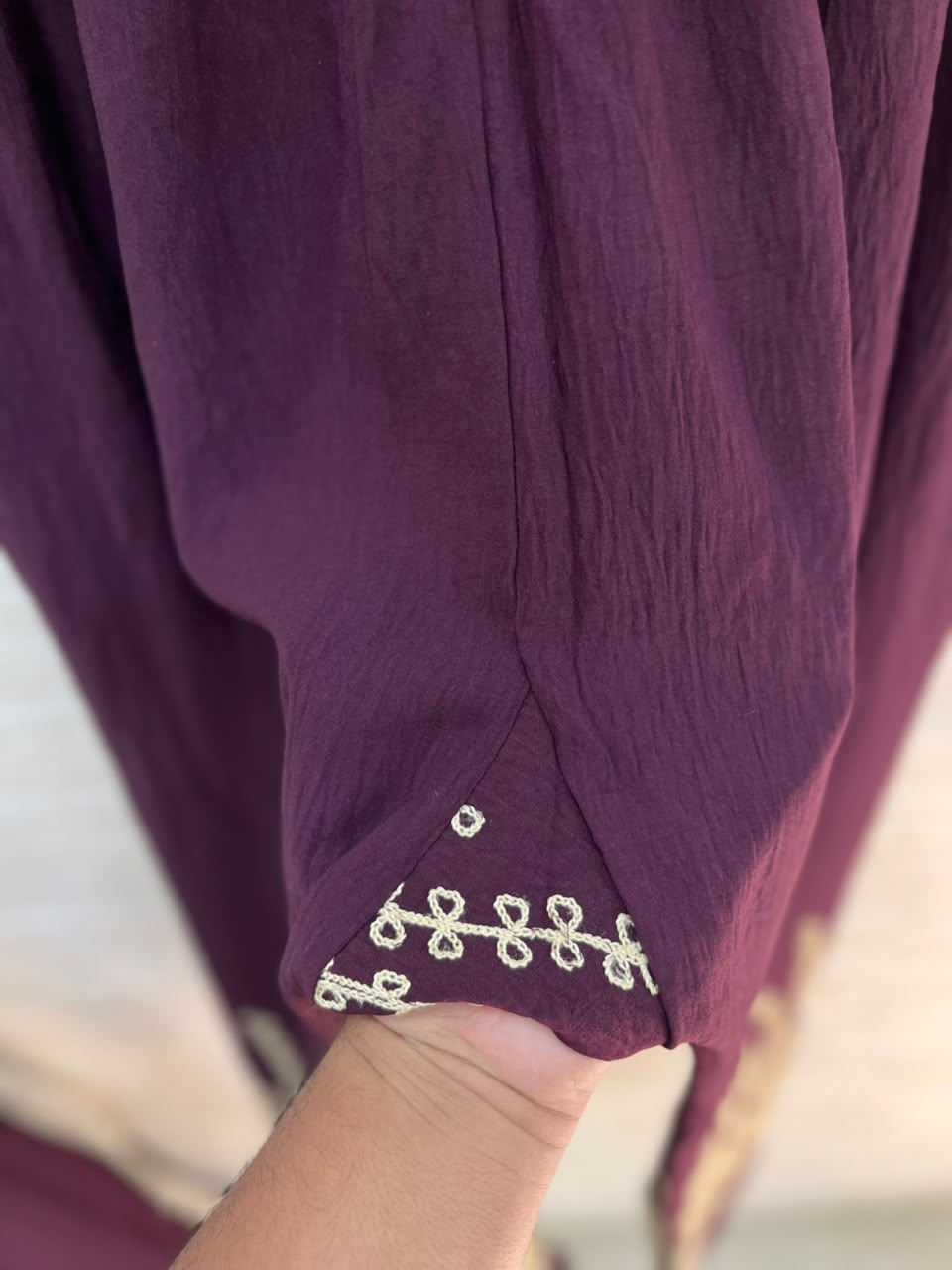 1098 Korean Embroidered Coord Set - Burgundy