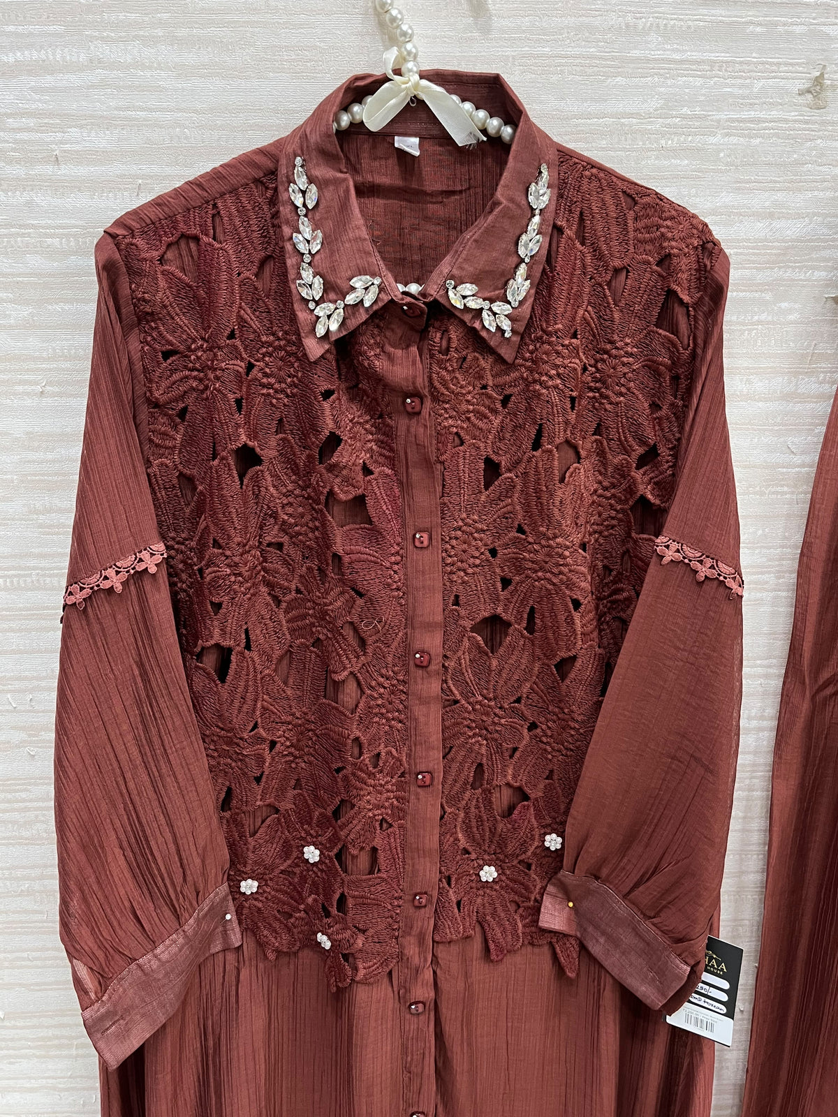 1495 Korean Crochet Coordset - Rust Brown