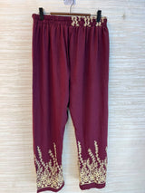 1098 Korean Embroidered Coord Set - Maroon