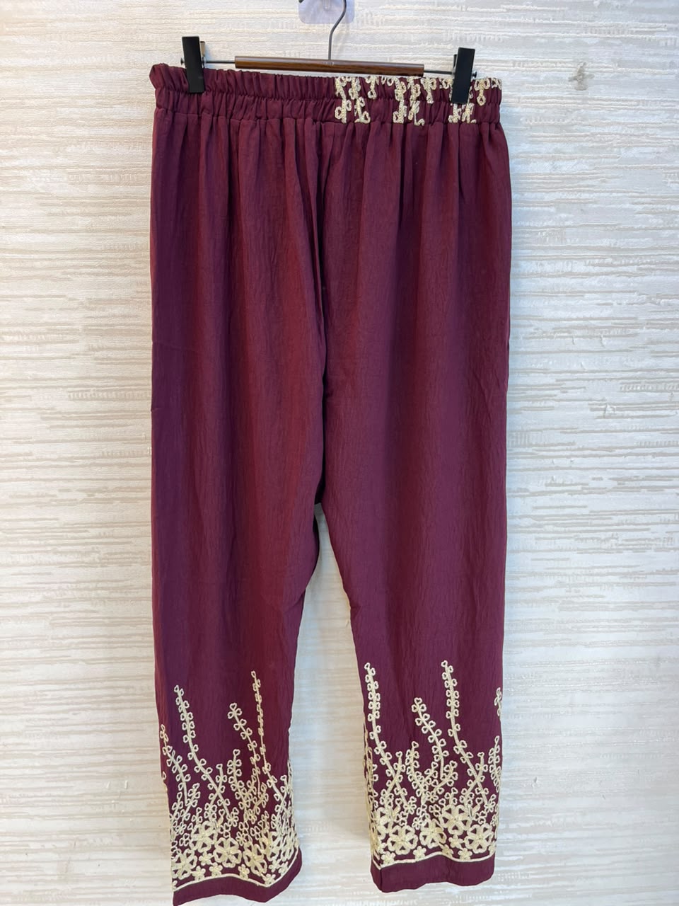 1098 Korean Embroidered Coord Set - Maroon