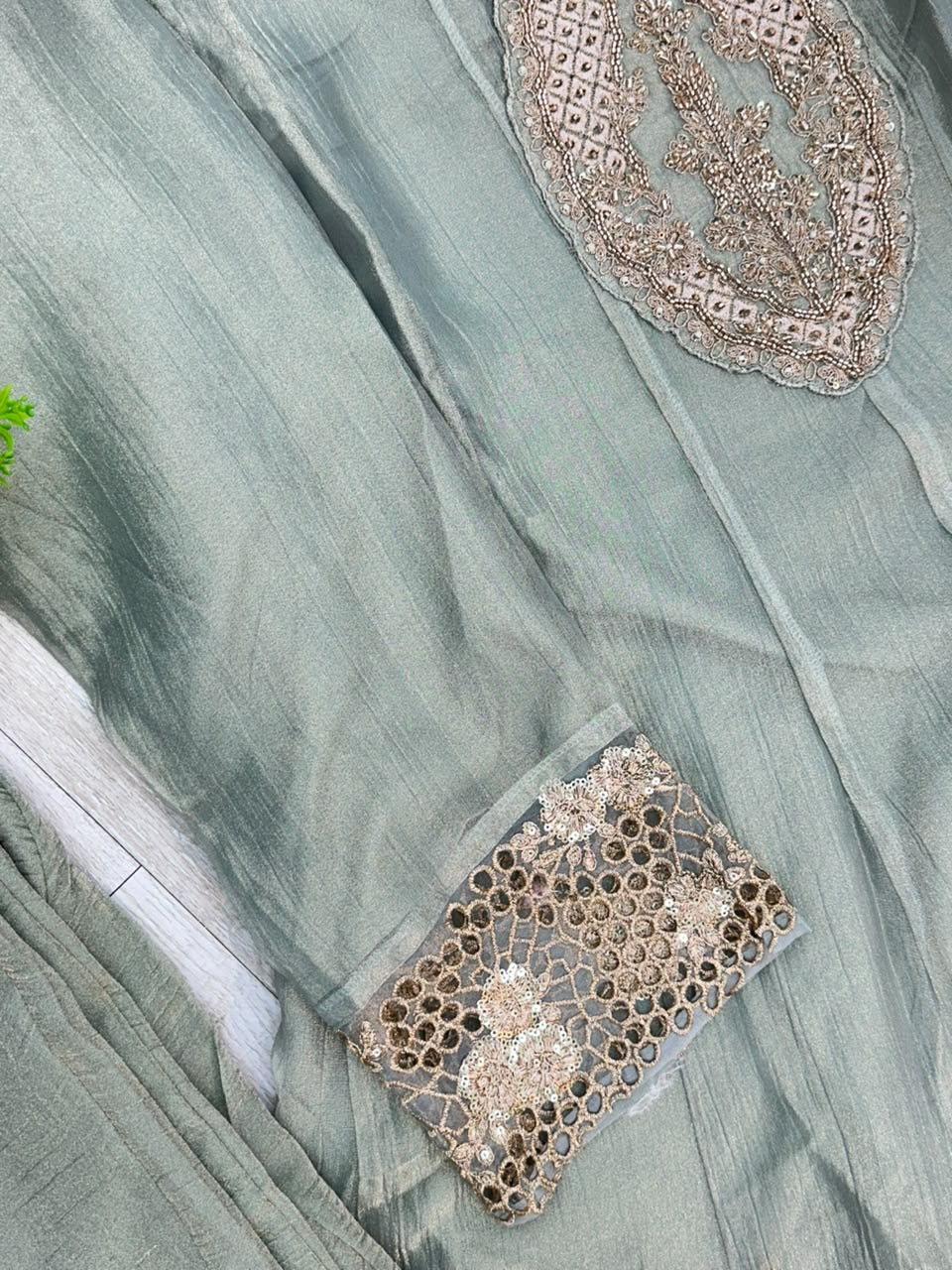 1527 Pakistani Anarkali Gown - Mint Green