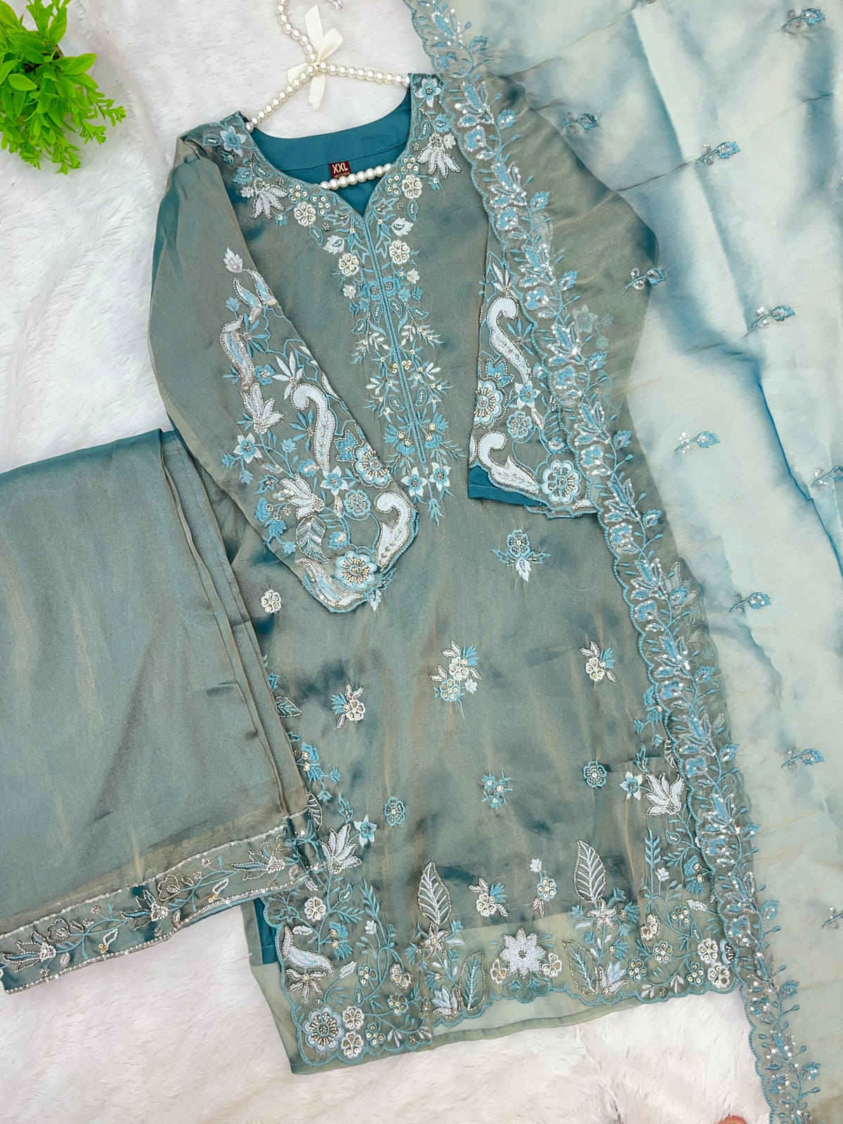 1477 Pakistani Party Wear - Ice Blue