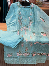 239 lawn cotton suit - turkish blue