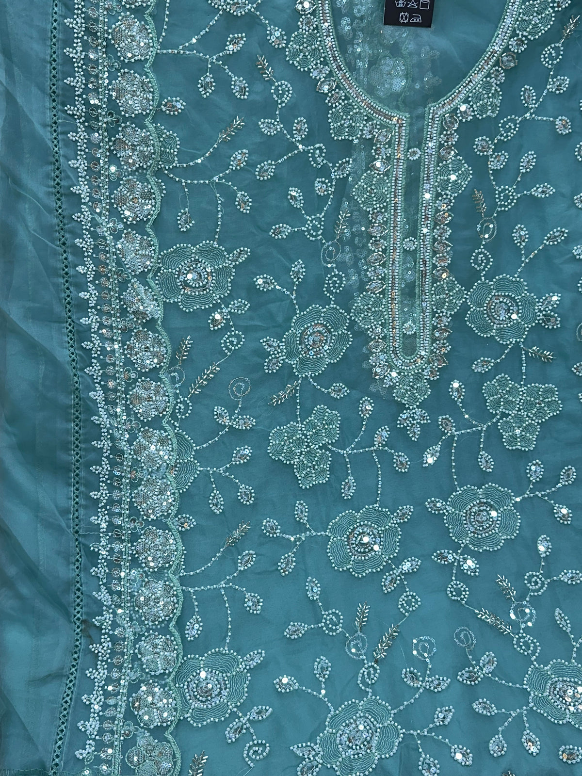 1469 Pakistani Unstitched Party Wear - Aqua Blue
