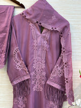 238 Elegant Embroidered 3pc Suit - pink