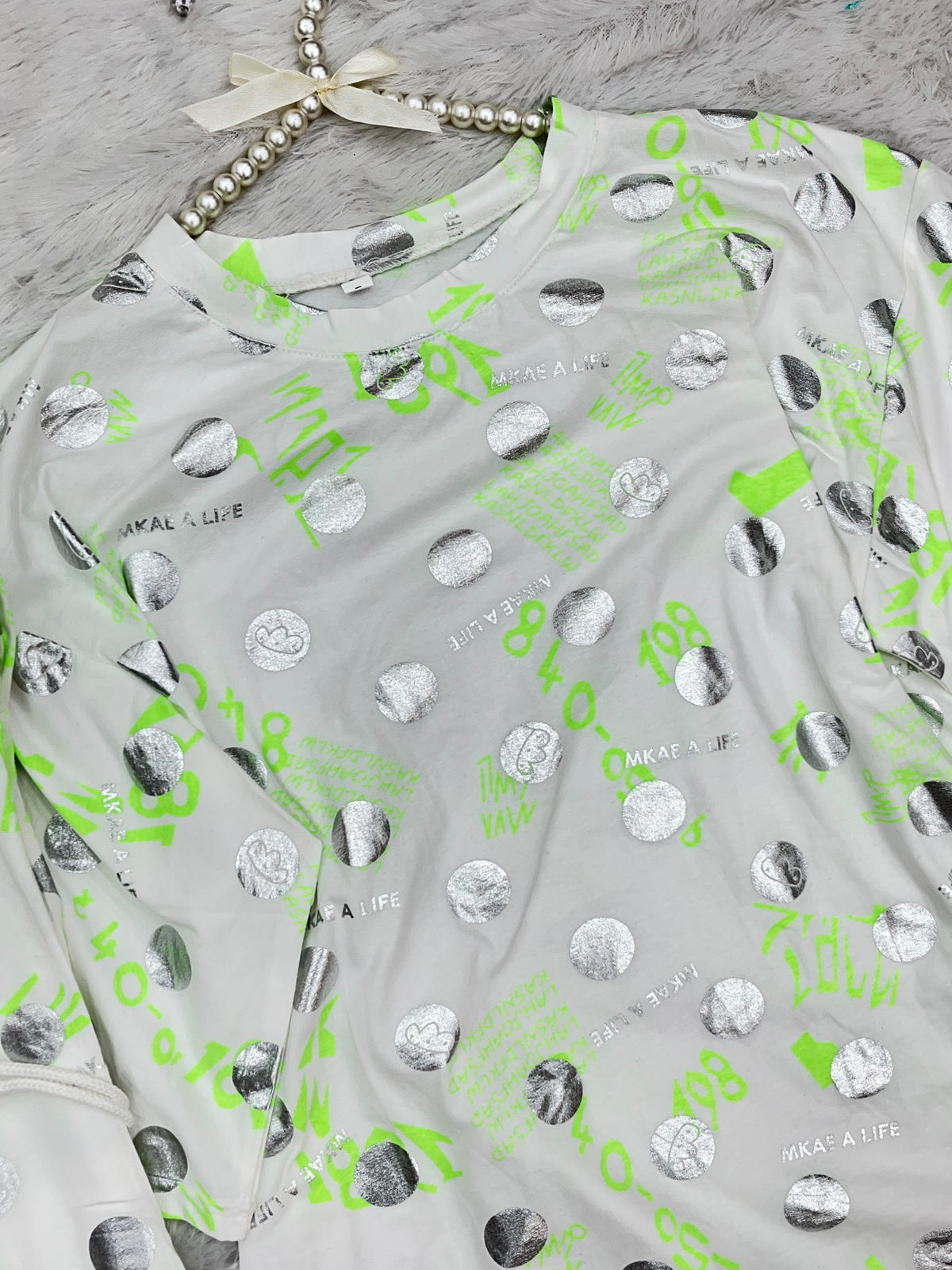 1454 Korean Printed Night Wear - White Yellow