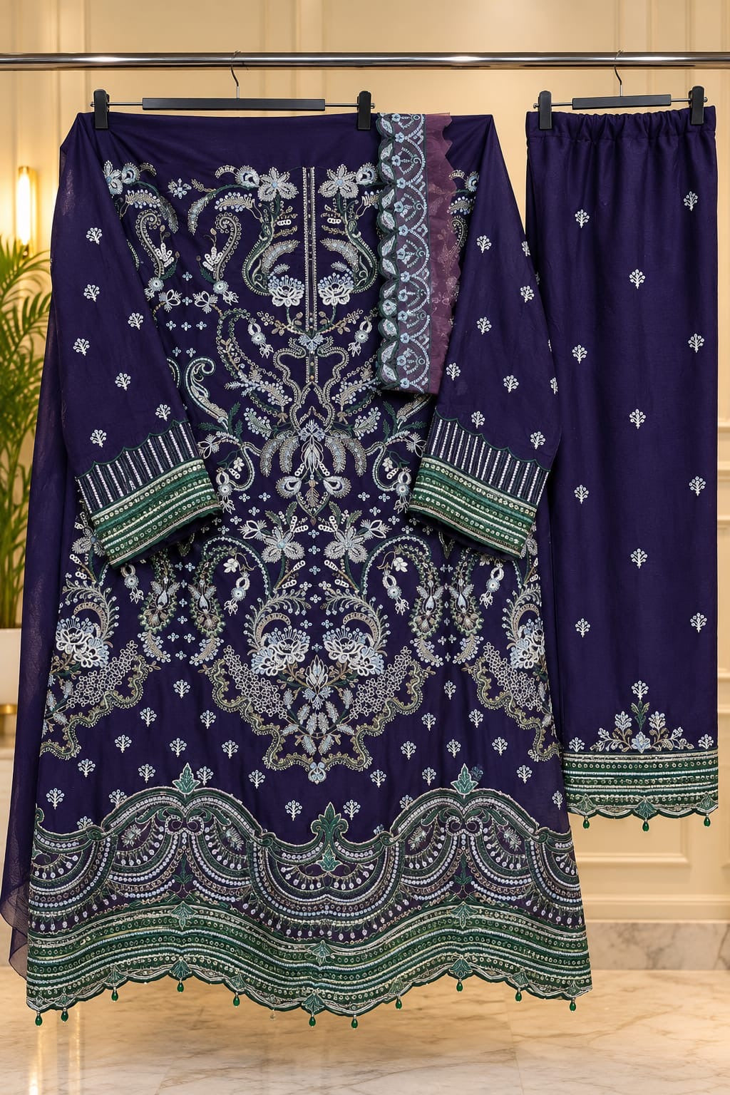 1782 Pakistani Unstitched Party Wear - Wine Purple