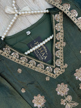 1525 Pakistani Heavy Partywear - Mehendi Green