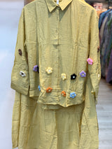 069 korean 2pc skirt cord set cream yellow