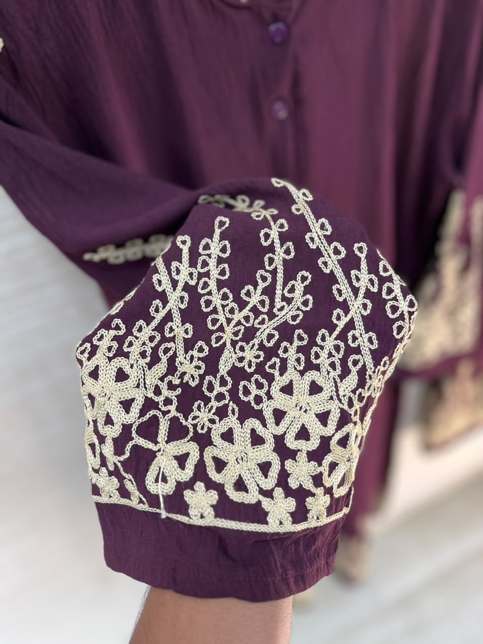 1098 Korean Embroidered Coord Set - Burgundy