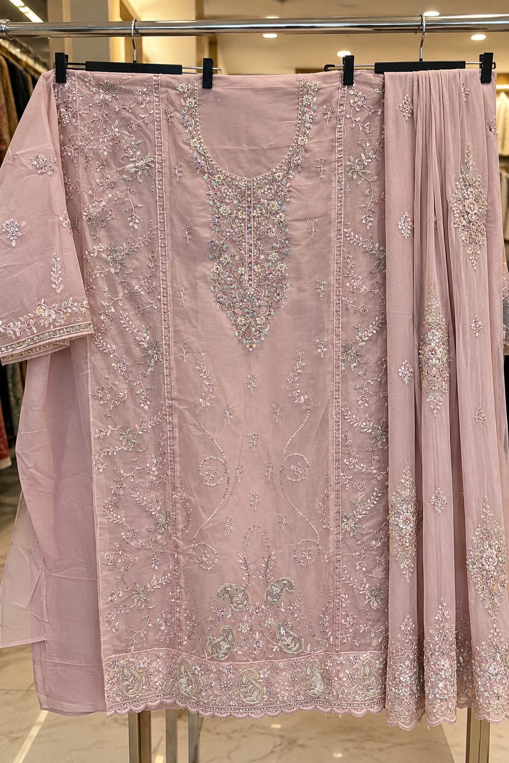 1524 Pakistani Unstitched Partywear - Mint