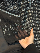 254 Pearl Elegance Chiffon Suit - black