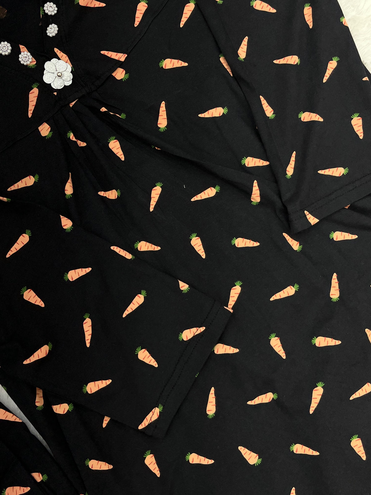 1454 Korean Printed Night Wear - Black (Carrot)