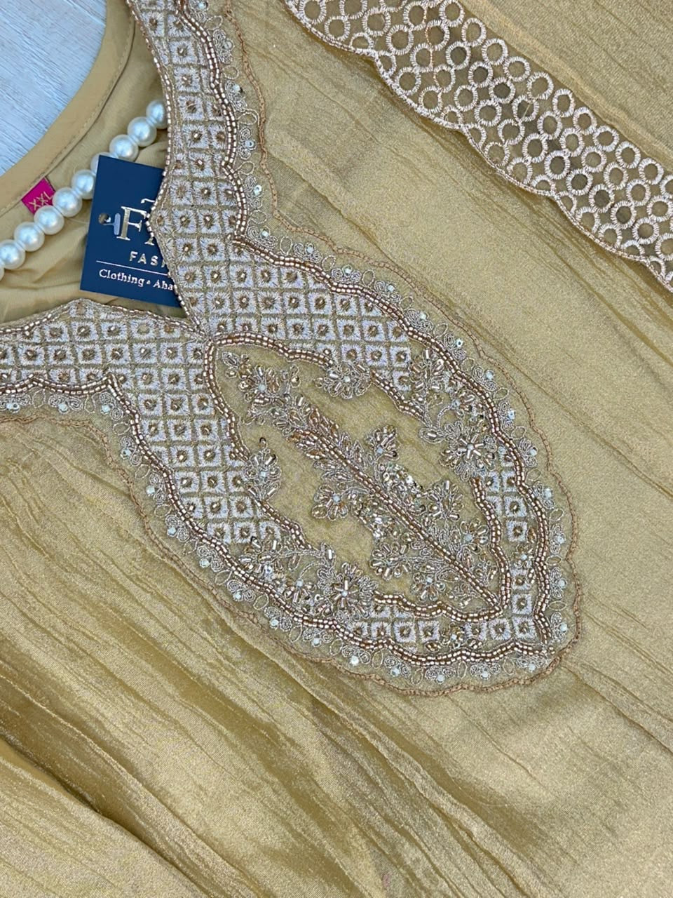 1527 Pakistani Anarkali Gown - Golden Beige