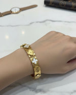 057 Floral Gold Cuff Bracelet