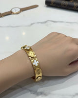 057 Floral Gold Cuff Bracelet