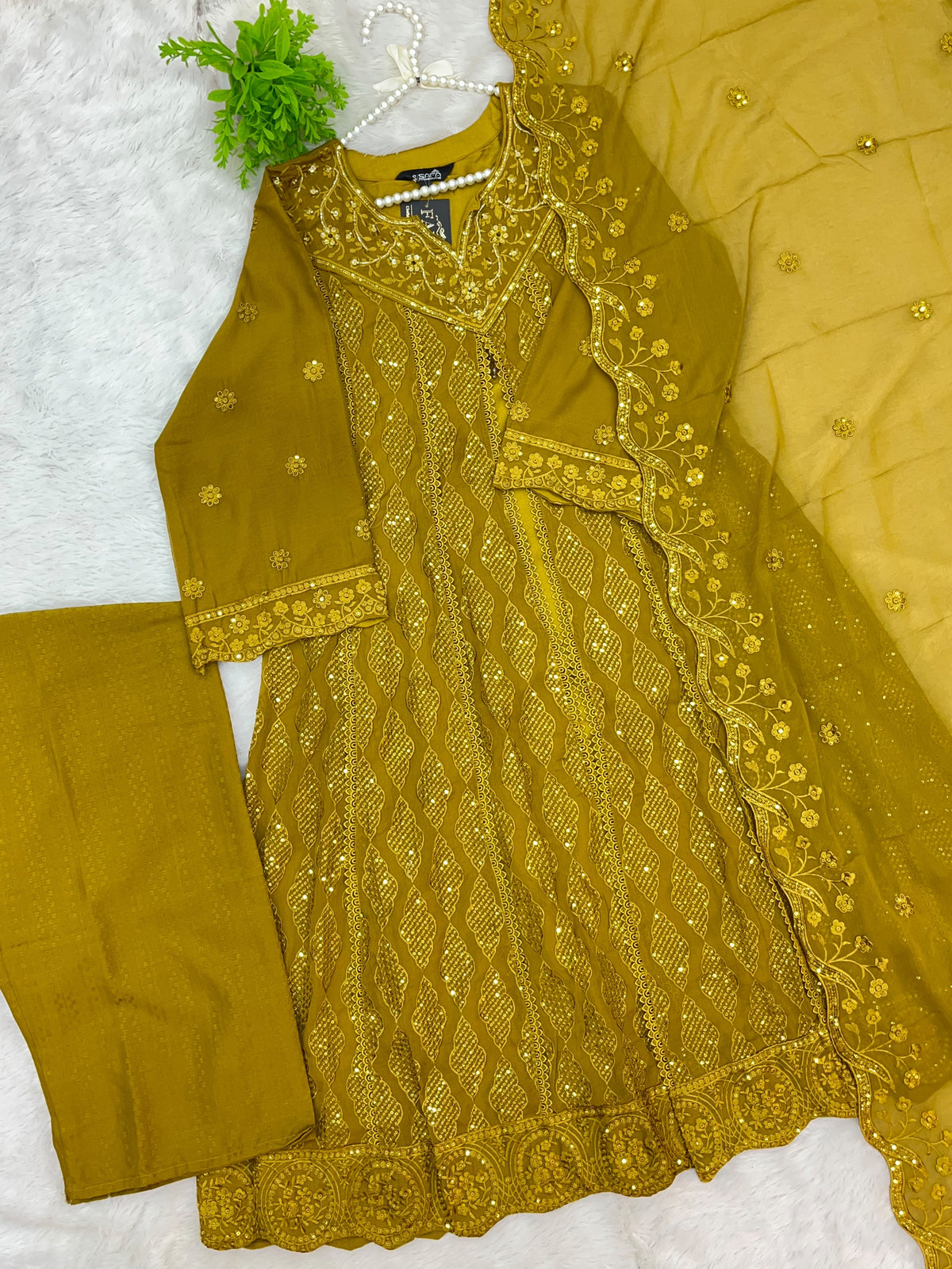 1464 Pakistani Party Wear - Mustard Yellow