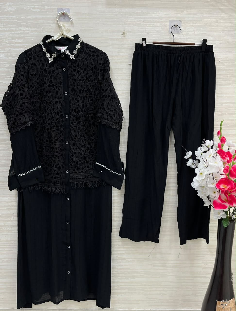 1496 Korean Crochet Coordset - Black