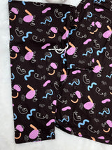 1454 Korean Printed Night Wear - Abstract Black