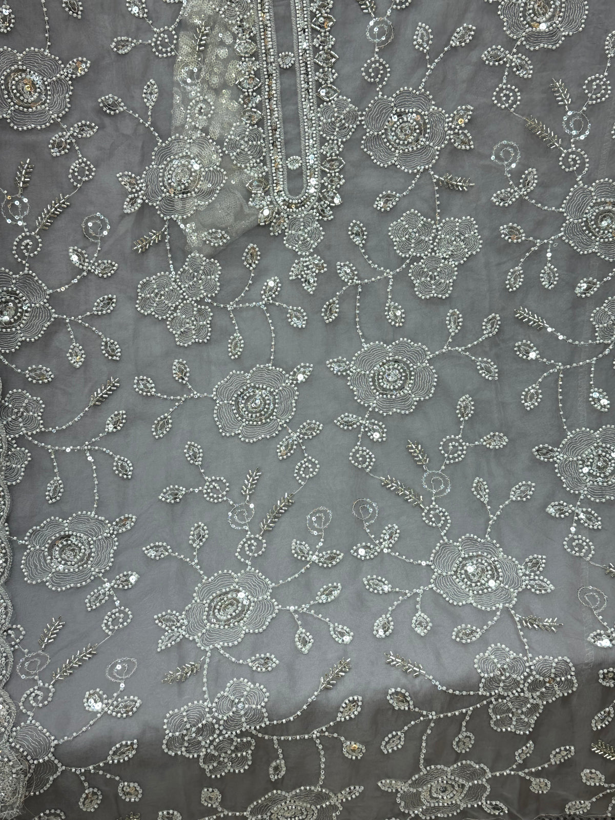 1469 Pakistani Unstitched Party Wear - Ice Grey