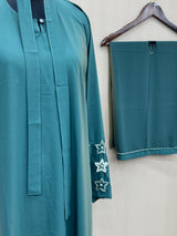 052 Green straight Abaya